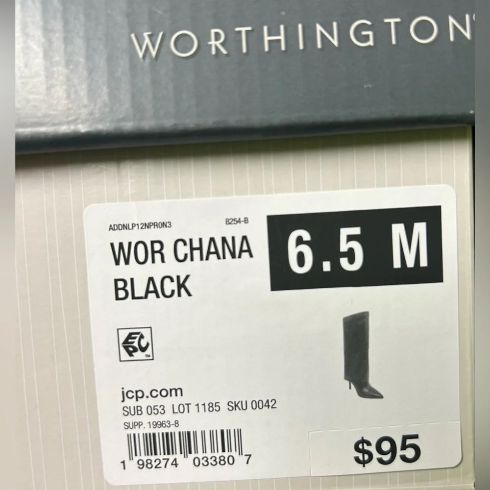 Worthington Wor Shari Vegan Black Knee-High Boots | Size 6.5M | New in Box
